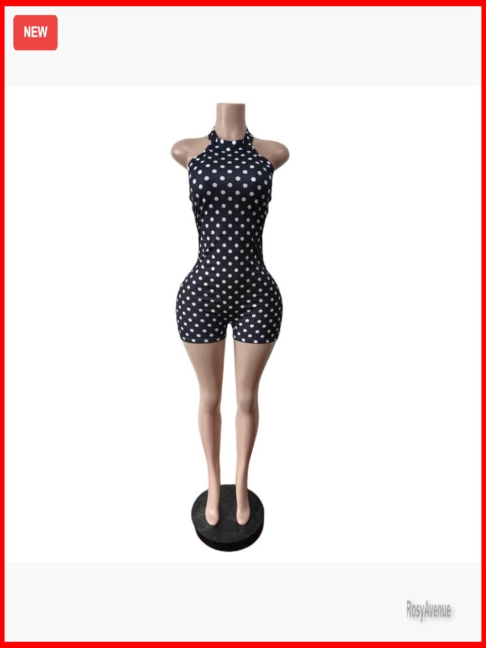 Polka Dot Backless Halter Jumpsuit Club Bodycon Romper - Picture 4 of 6